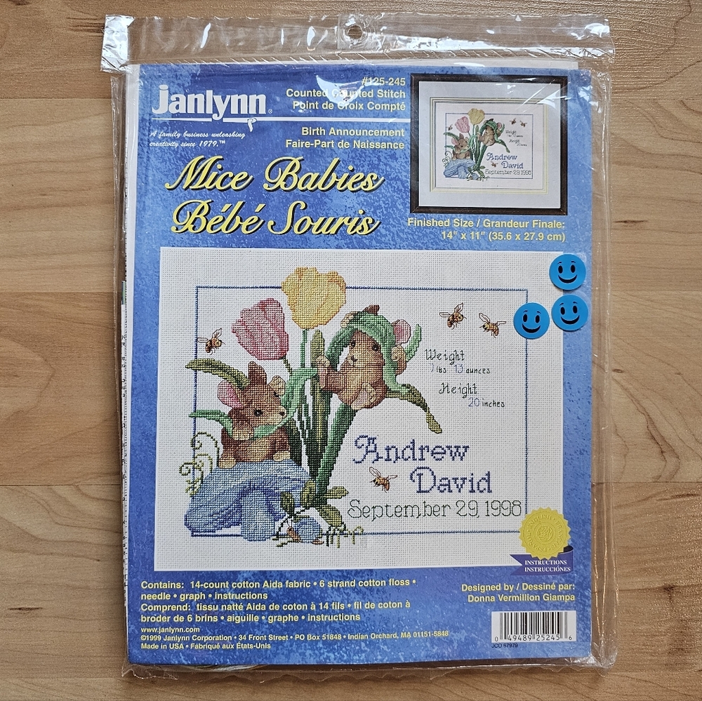 Janlynn Cross Stitch Kit "Birth Announcement"